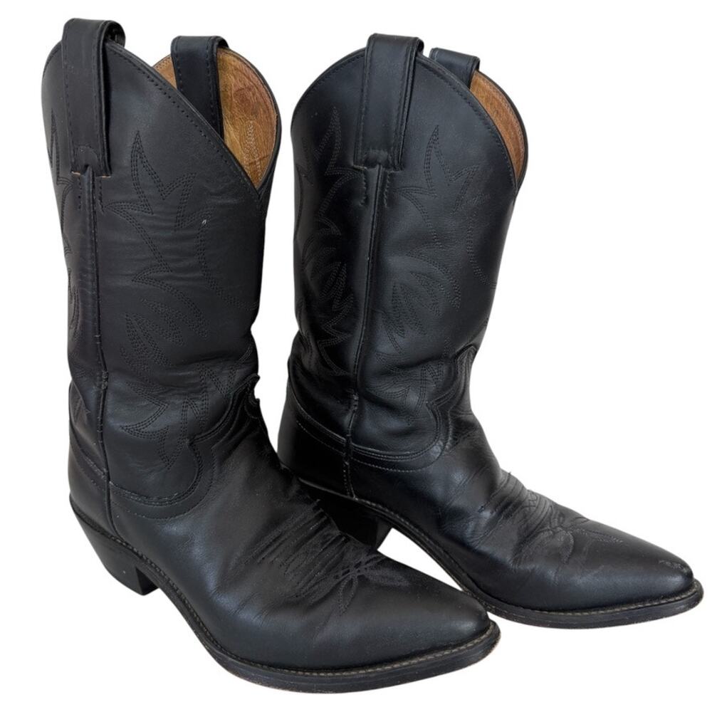 Vintage Justin Boots Women's L4903 Cowboy Western Black Leather Boots Size 6.5